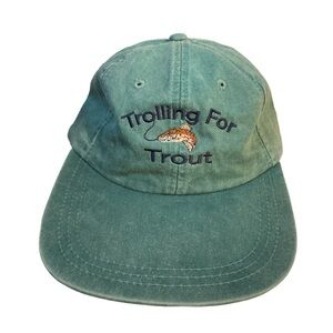 Vintage Adams Trout Embroidered Adjustable Baseball Cap Green Cap